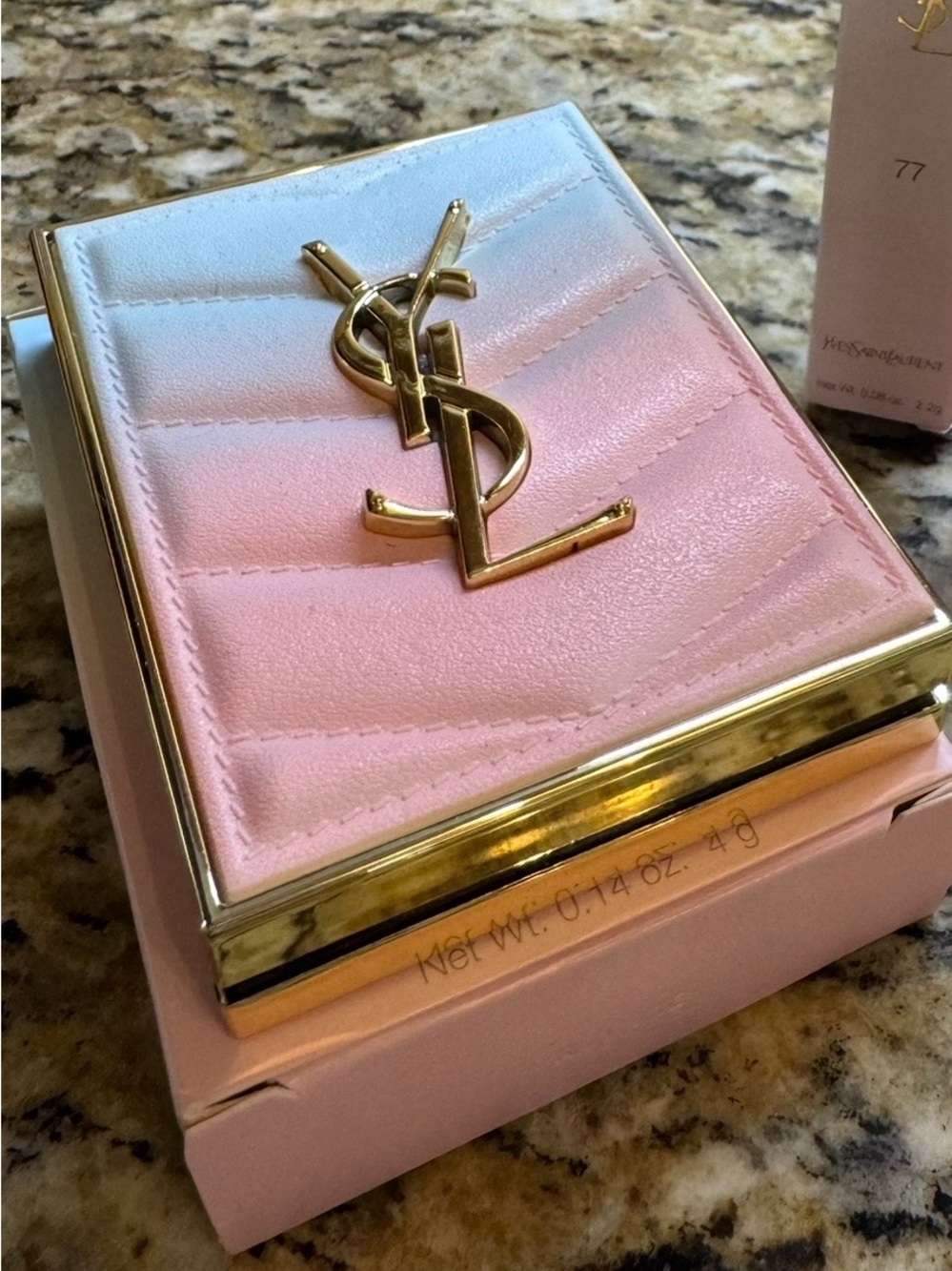 Yves Saint Laurent Quilted Light Pink Compact with Gold YSL Emblem